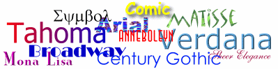 various fonts shown